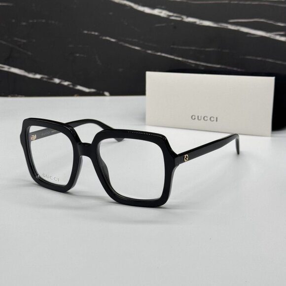 NEW GG1318O 001 GUCCI EYEGLASSES BLACK SQUARE WOMEN EYEWEAR GUCCI - Picture 1 of 11